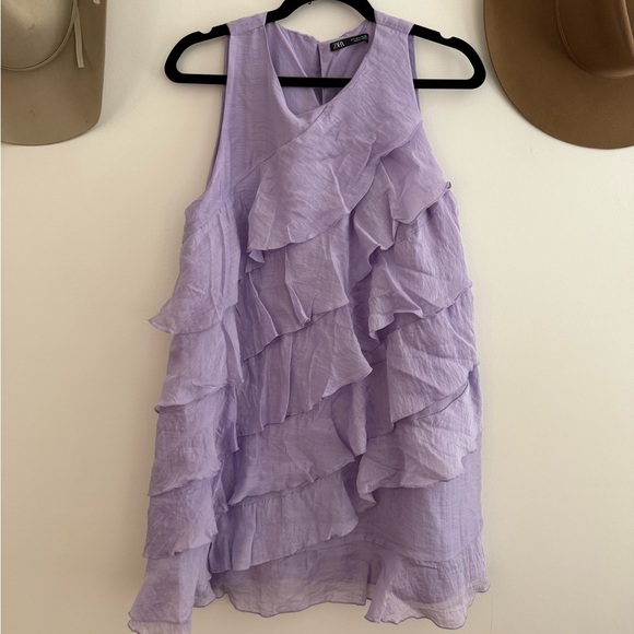Zara Lavender Ruffled Sleeveless Shift Dress - Picture 1 of 3